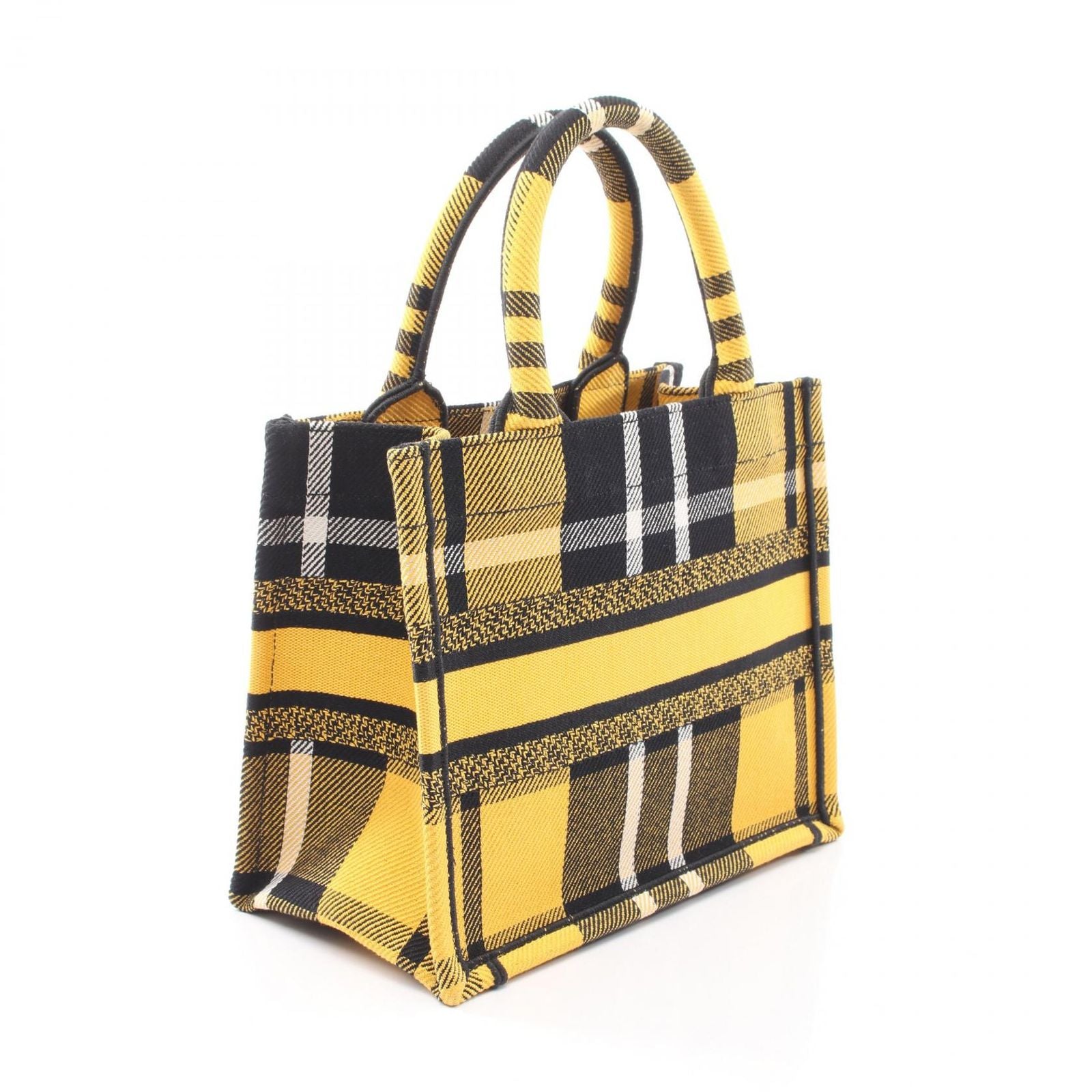 Dior Tote Book Small Check Pattern Yellow Black Canvas — view 2