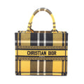 Dior Tote Book Small Check Pattern Yellow Black Canvas
