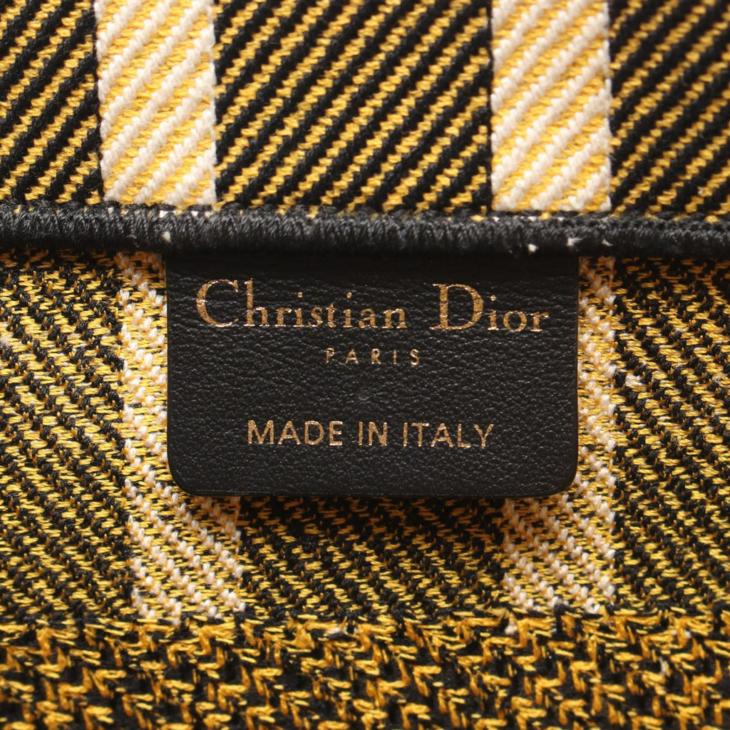 Dior Tote Book Small Check Pattern Yellow Black Canvas — view 4
