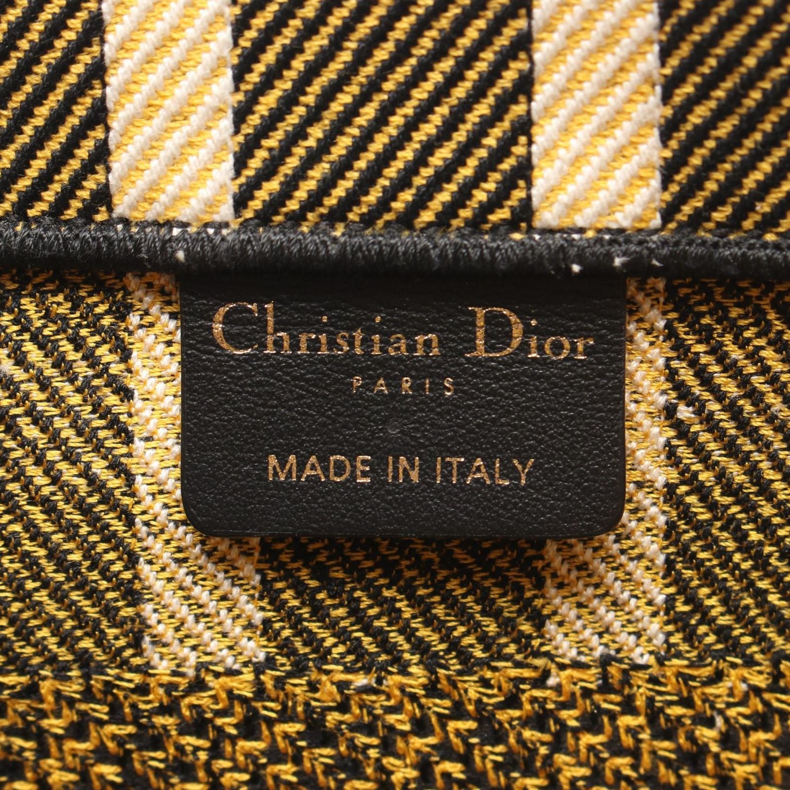 Dior Tote Book Small Check Pattern Yellow Black Canvas — view 4