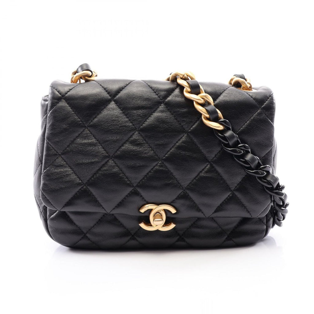 Chanel Shoulder Bag Quilted Black Leather Small Flap Chain