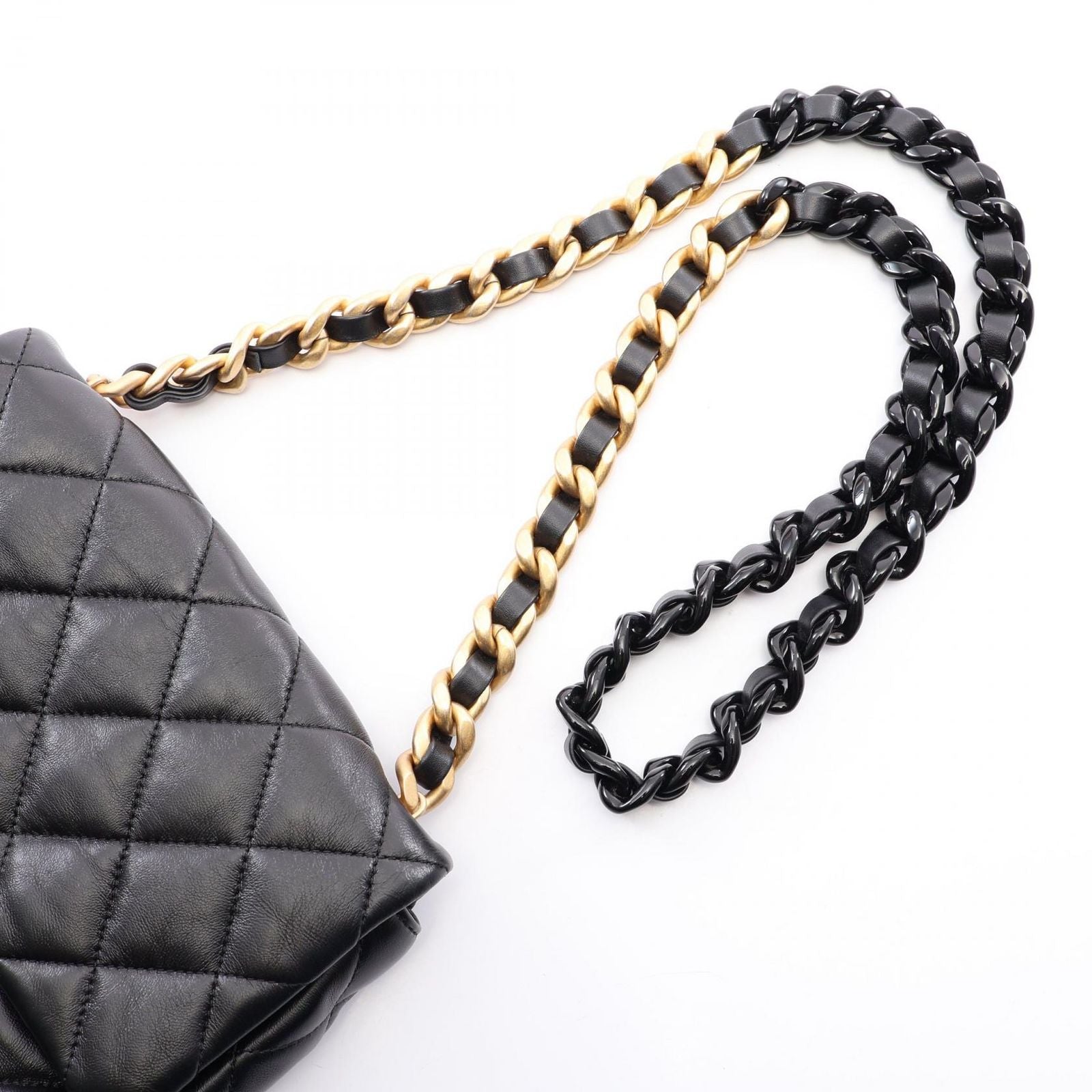 Chanel Shoulder Bag Quilted Black Leather Small Flap Chain — view 8