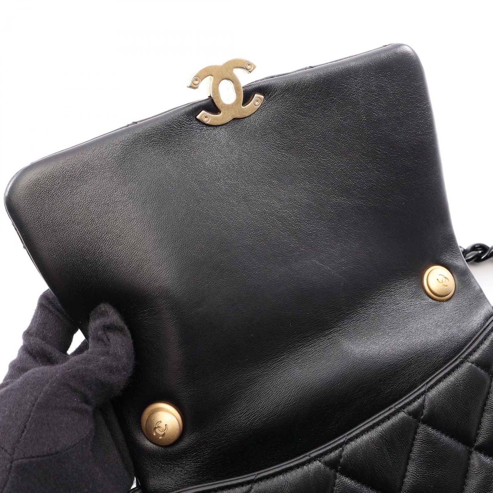 Chanel Shoulder Bag Quilted Black Leather Small Flap Chain — view 6