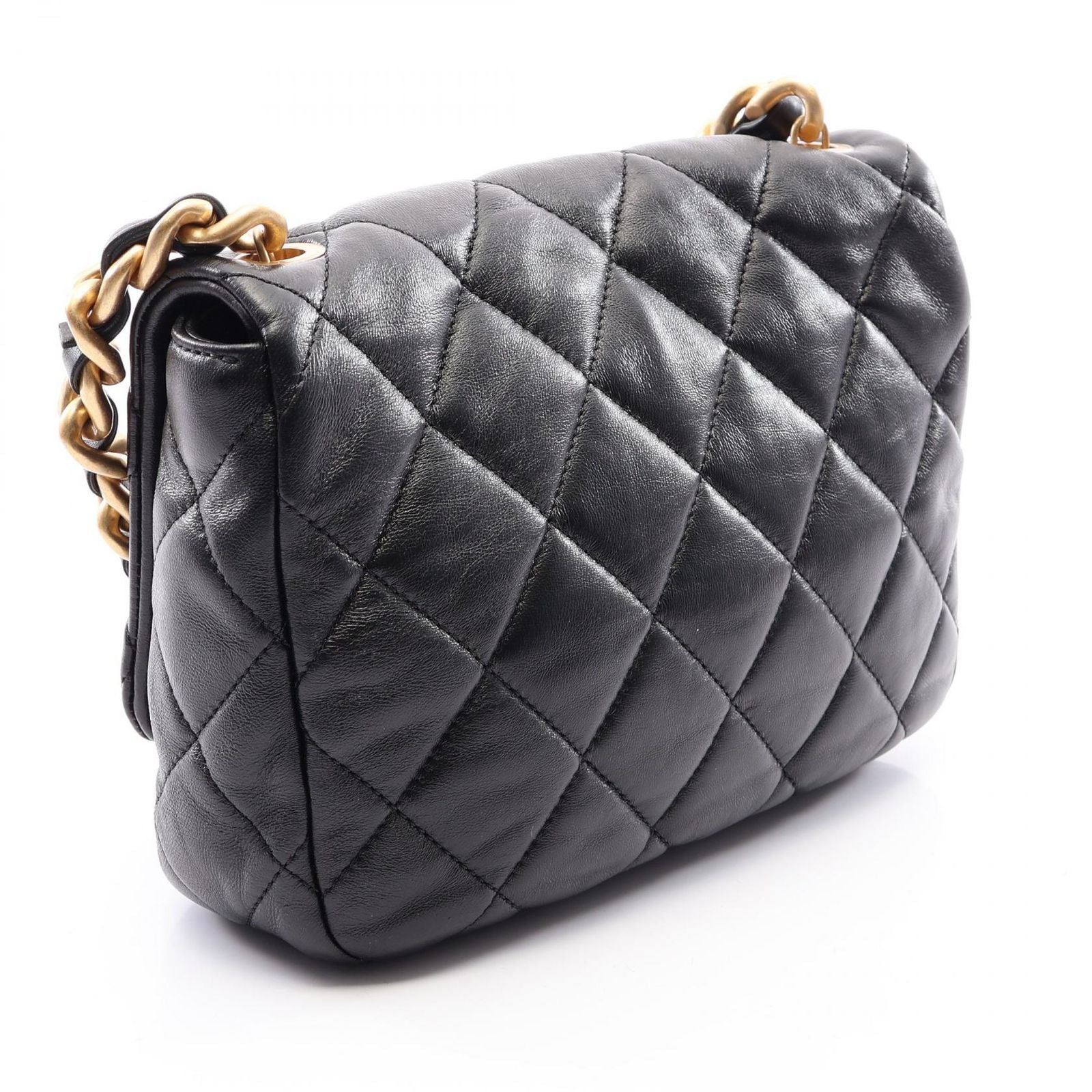 Chanel Shoulder Bag Quilted Black Leather Small Flap Chain — view 2