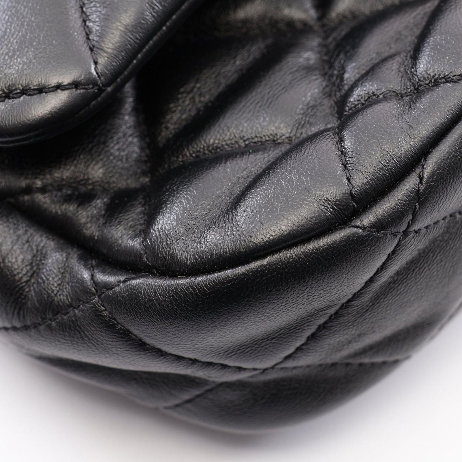 Chanel Shoulder Bag Quilted Black Leather Small Flap Chain — view 7