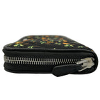 Prada Wallet Black Orange Green Zip Around Palm Tree Pattern Leather — view 9