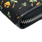 Prada Wallet Black Orange Green Zip Around Palm Tree Pattern Leather — view 7