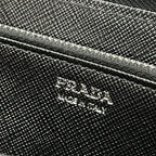 Prada Wallet Black Orange Green Zip Around Palm Tree Pattern Leather — view 5