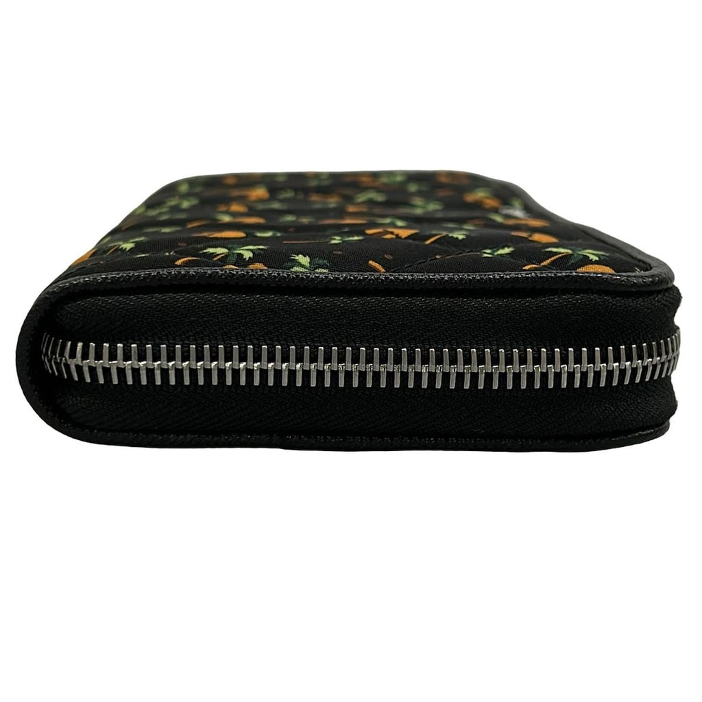 Prada Wallet Black Orange Green Zip Around Palm Tree Pattern Leather — view 8