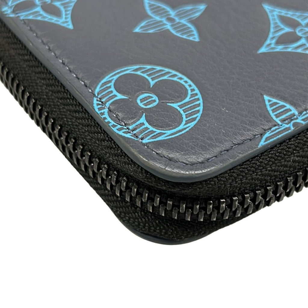 Louis Vuitton Wallet Monogram Shadow Zippy Vertical Blue Navy Ribbon Leather — view 7
