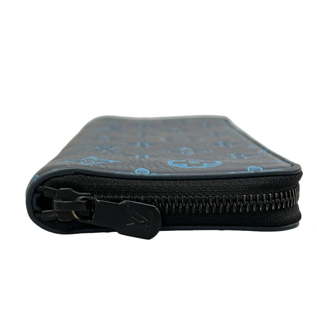 Louis Vuitton Wallet Monogram Shadow Zippy Vertical Blue Navy Ribbon Leather — view 8