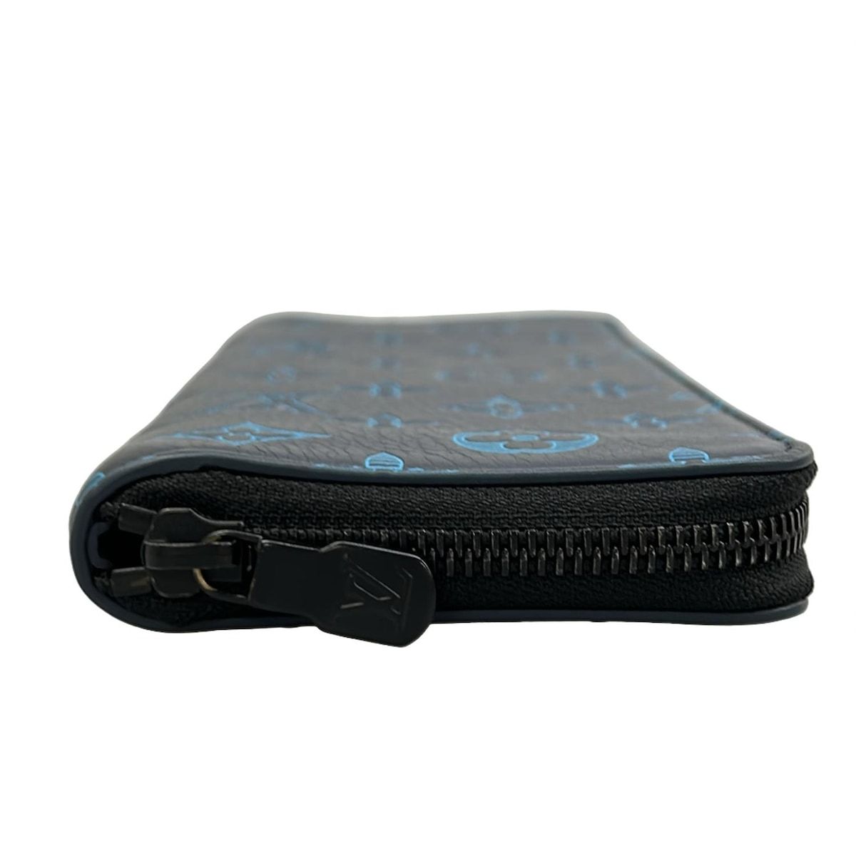 Louis Vuitton Wallet Monogram Shadow Zippy Vertical Blue Navy Ribbon Leather — view 8