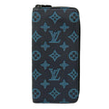 Louis Vuitton Wallet Monogram Shadow Zippy Vertical Blue Navy Ribbon Leather