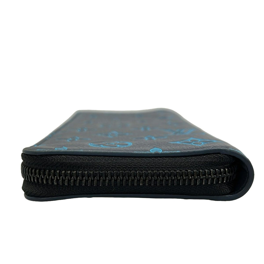 Louis Vuitton Wallet Monogram Shadow Zippy Vertical Blue Navy Ribbon Leather — view 9