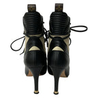 Louis Vuitton Short Boots 36 Beige Black Light Brown Lace Up Zip Up Leather — view 3