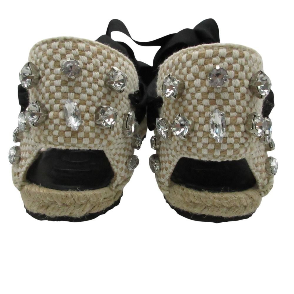 Loewe Sandals Espadrilles Bijou Ribbon Shoes Black — view 3