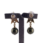 Chanel CC Logo Star Pearl Earrings Gold — view 5