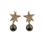 Chanel CC Logo Star Pearl Earrings Gold