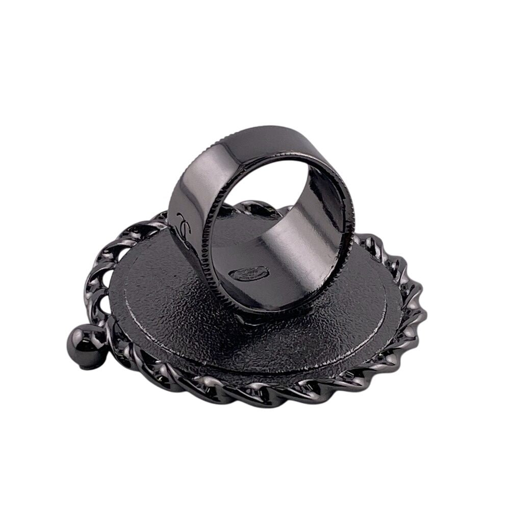 Chanel Mademoiselle CC Logo Ring Black — view 5