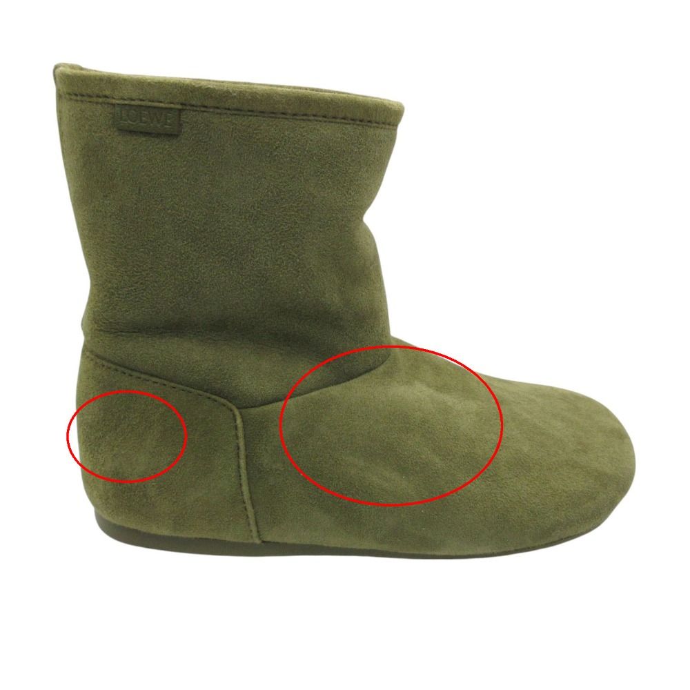 Loewe Boots Suede Short Lago Shoes Khaki Green — view 9