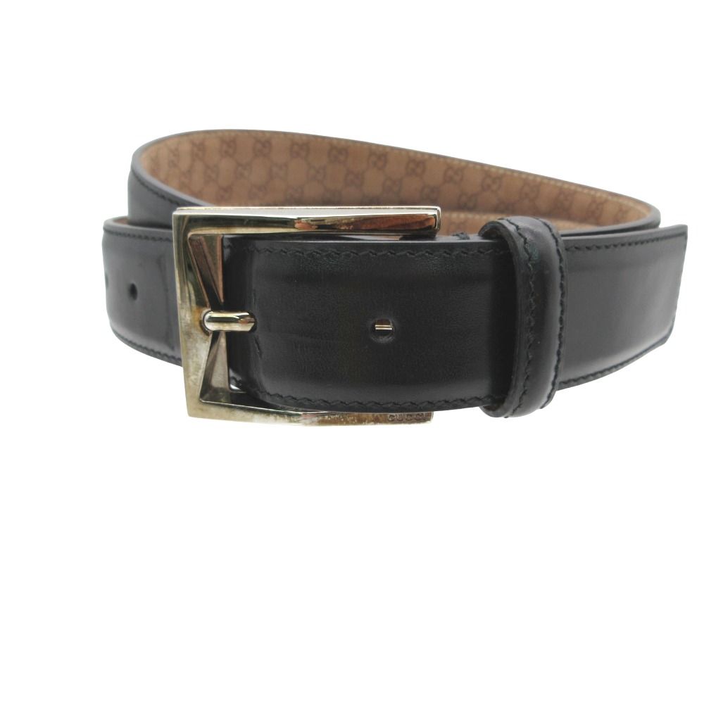 Gucci Belt Calfskin GG Pattern Lining Leather Brown