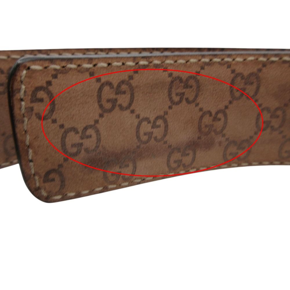Gucci Belt Calfskin GG Pattern Lining Leather Brown — view 8