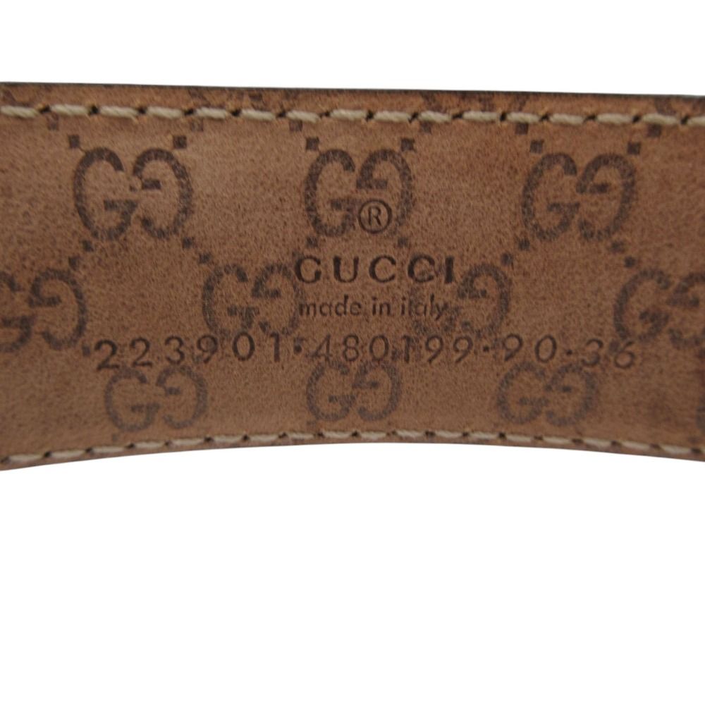 Gucci Belt Calfskin GG Pattern Lining Leather Brown — view 7