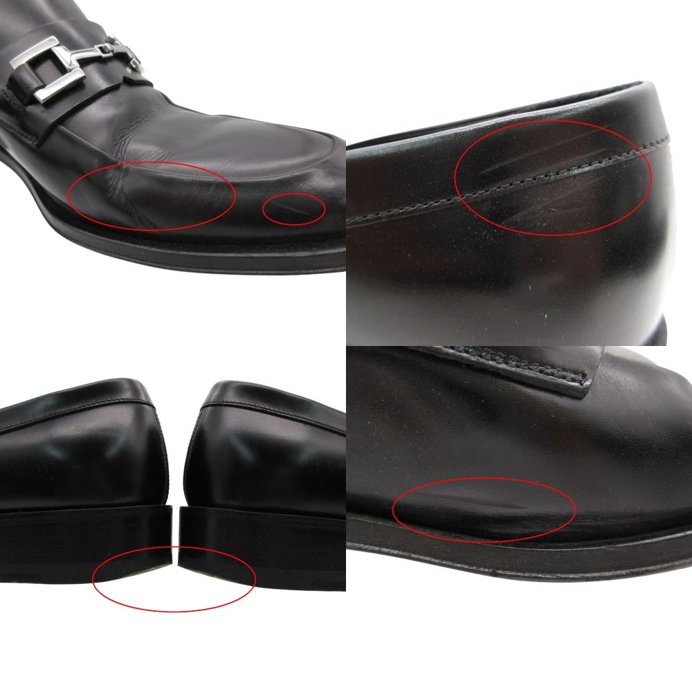 Gucci Dress Shoes Leather Horsebit Loafers Business Silver Black — view 9