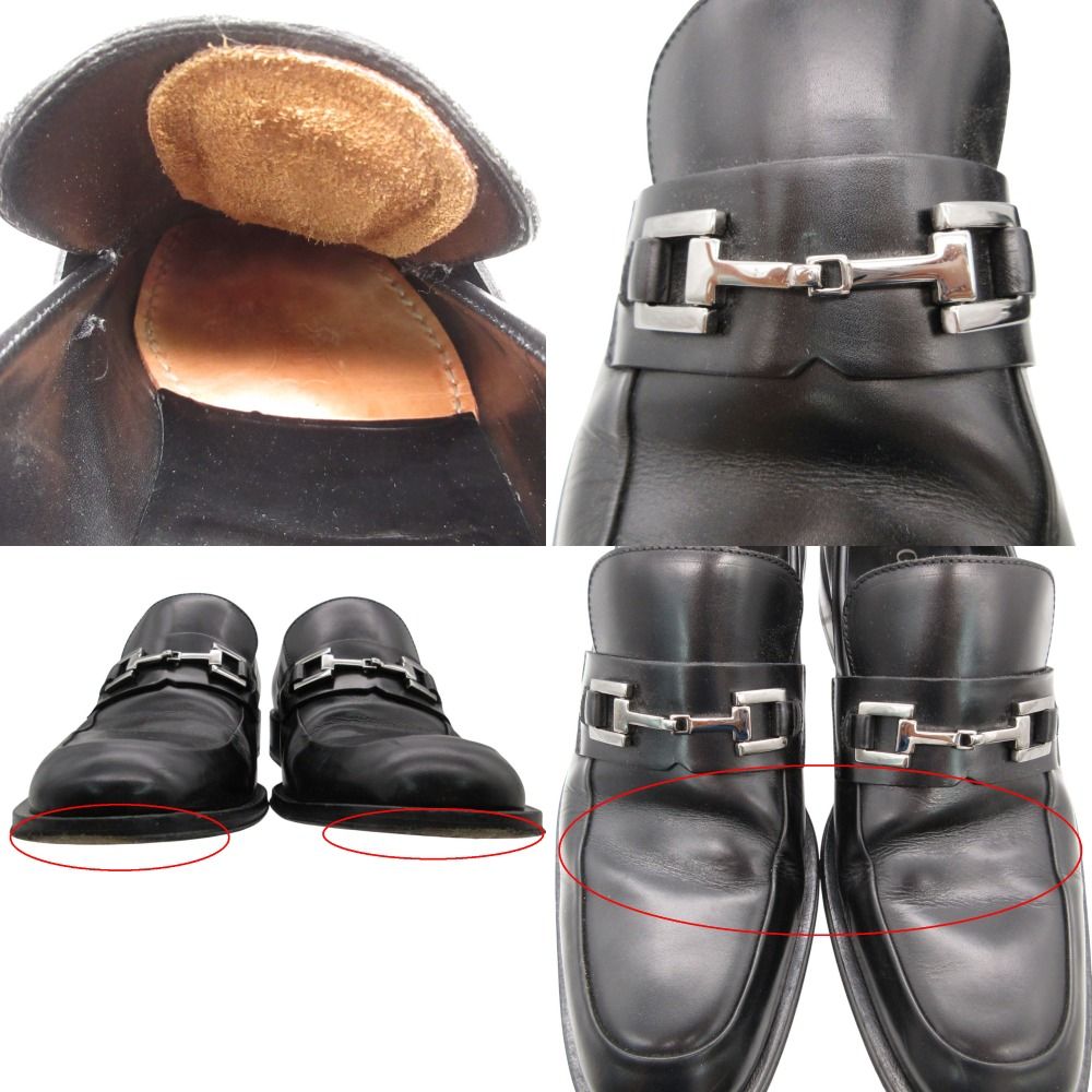 Gucci Dress Shoes Leather Horsebit Loafers Business Silver Black — view 8
