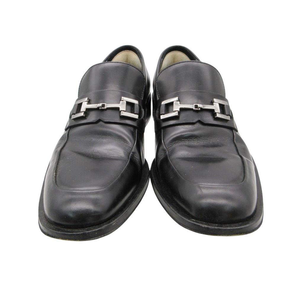 Gucci Dress Shoes Leather Horsebit Loafers Business Silver Black — view 2