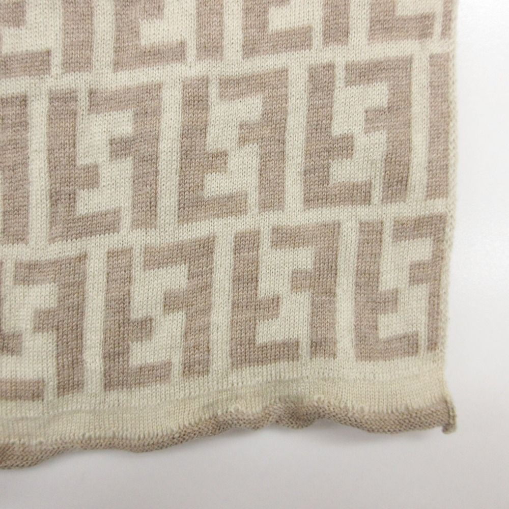 Fendi Scarf Zucca Pattern Wool Large Shawl 50 Beige — view 4