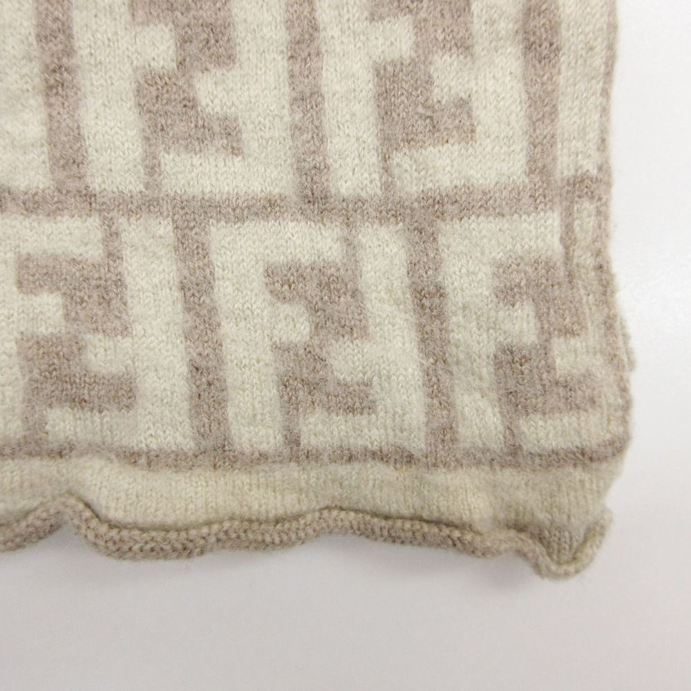 Fendi Scarf Zucca Pattern Wool Large Shawl 50 Beige — view 2