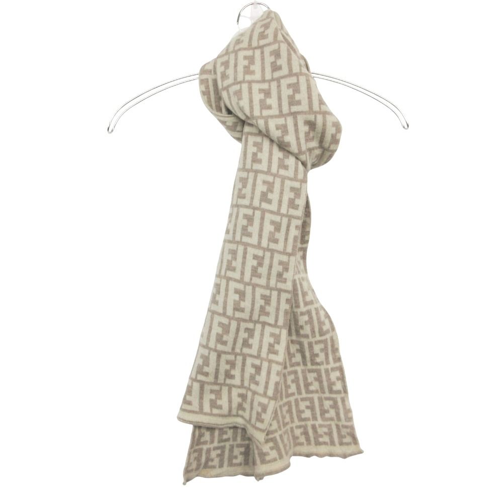 Fendi Scarf Zucca Pattern Wool Large Shawl 50 Beige — view 6