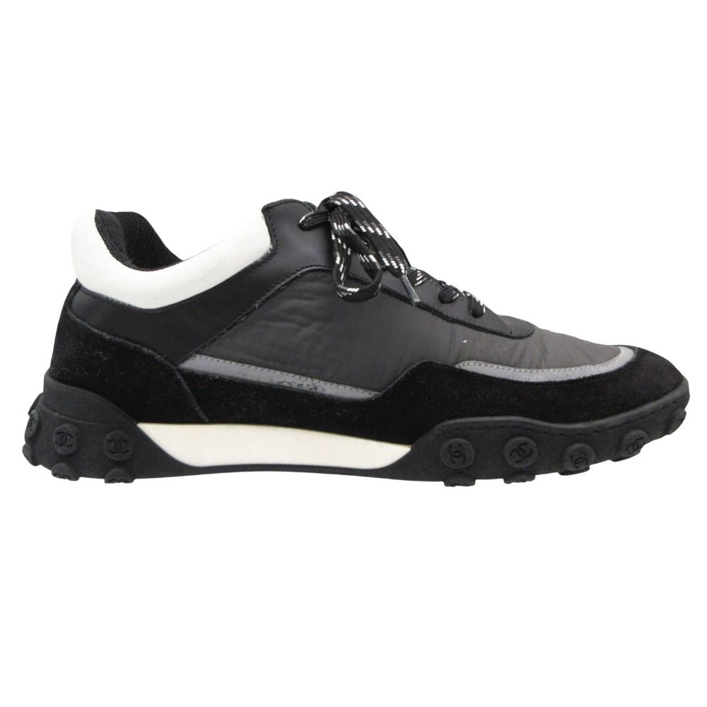 Chanel Sneakers CC Logo Hybrid Shoes Nylon Leather Black — view 2
