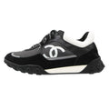 Chanel Sneakers CC Logo Hybrid Shoes Nylon Leather Black
