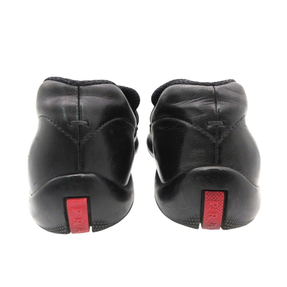 Prada Sports Loafers Leather Slip on with Drawcord Archive Shoes Black — view 6