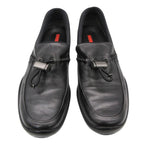 Prada Sports Loafers Leather Slip on with Drawcord Archive Shoes Black — view 5