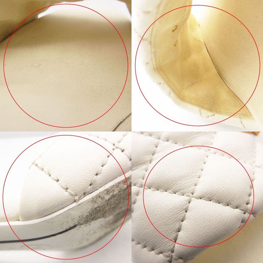 Chanel Mules Quilted Lambskin Leather Sandals CC Gold CC Logo Shoes White — view 9