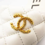 Chanel Mules Quilted Lambskin Leather Sandals CC Gold CC Logo Shoes White — view 8