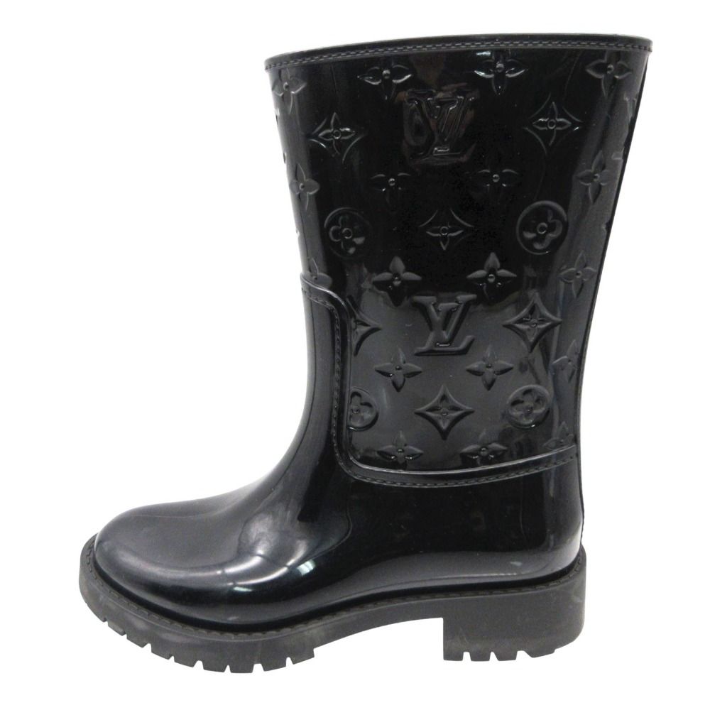 Louis Vuitton Boots Monogram Drops Line Rubber Rain Shoes Black