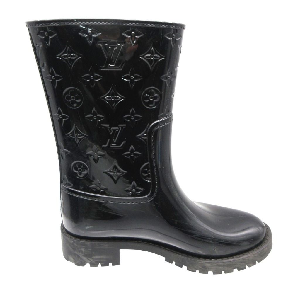 Louis Vuitton Boots Monogram Drops Line Rubber Rain Shoes Black — view 2