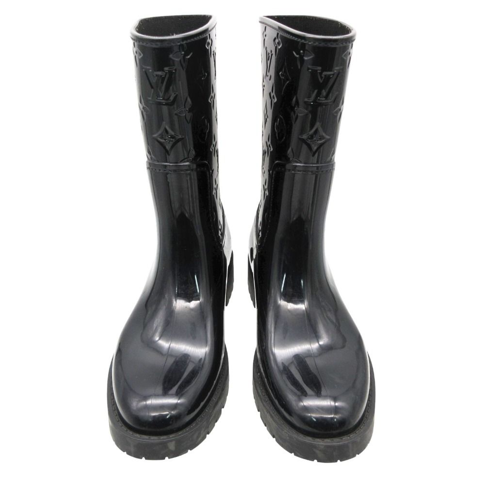 Louis Vuitton Boots Monogram Drops Line Rubber Rain Shoes Black — view 5