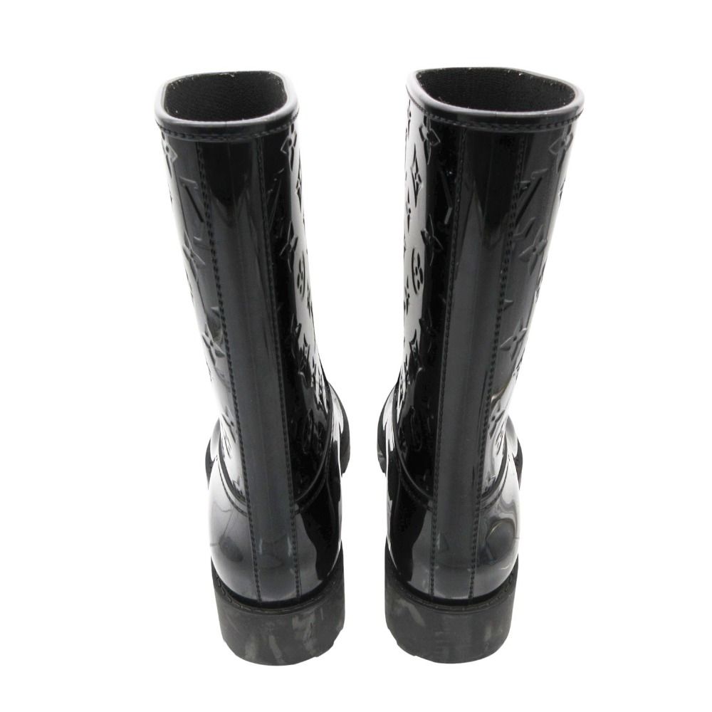 Louis Vuitton Boots Monogram Drops Line Rubber Rain Shoes Black — view 6