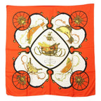 Hermes Vintage Scarf Carre 90 Spring Carriage Pattern Ledoux Orange