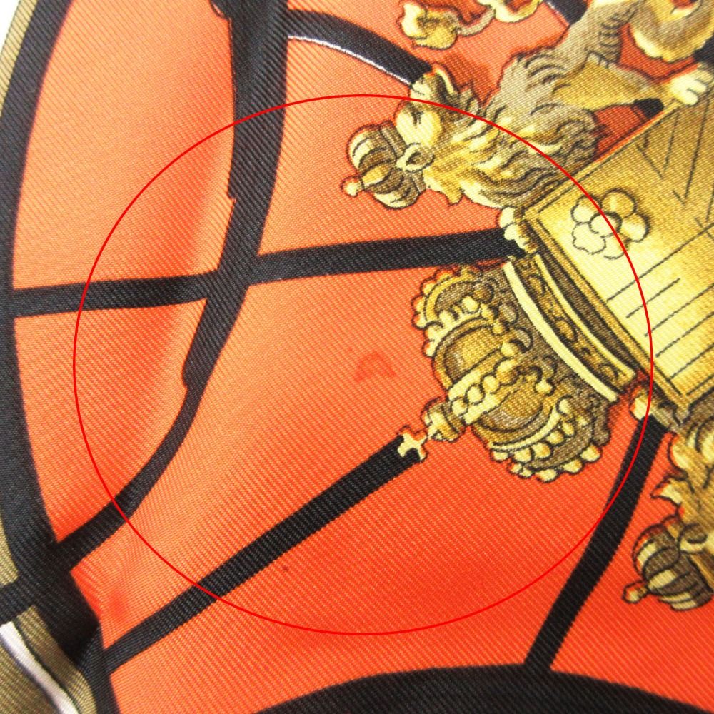 Hermes Vintage Scarf Carre 90 Spring Carriage Pattern Ledoux Orange — view 9