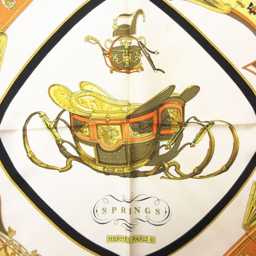 Hermes Vintage Scarf Carre 90 Spring Carriage Pattern Ledoux Orange — view 3