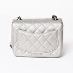 Chanel Mini Quilted 17 S Flap S Chain Shoulder Bag CC Logo Caviar Leather Silver — view 2