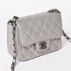 Chanel Mini Quilted 17 S Flap S Chain Shoulder Bag CC Logo Caviar Leather Silver — view 3