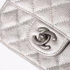 Chanel Mini Quilted 17 S Flap S Chain Shoulder Bag CC Logo Caviar Leather Silver — view 5