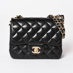 Chanel Mini Quilted 17 S Flap S Chain Shoulder Bag CC Logo Lambskin Black